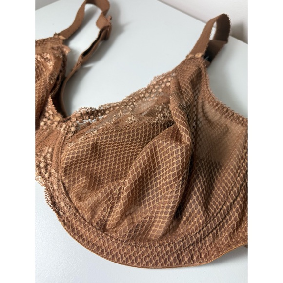 Elomi Cinnamon Tan Charley Unlined Sheer Lace Underwire Bra Size 46DD - Picture 3 of 8